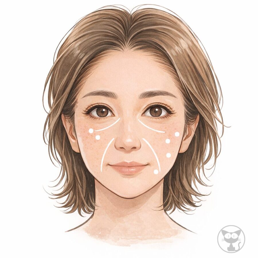 コンシーラーの塗り方イラスト