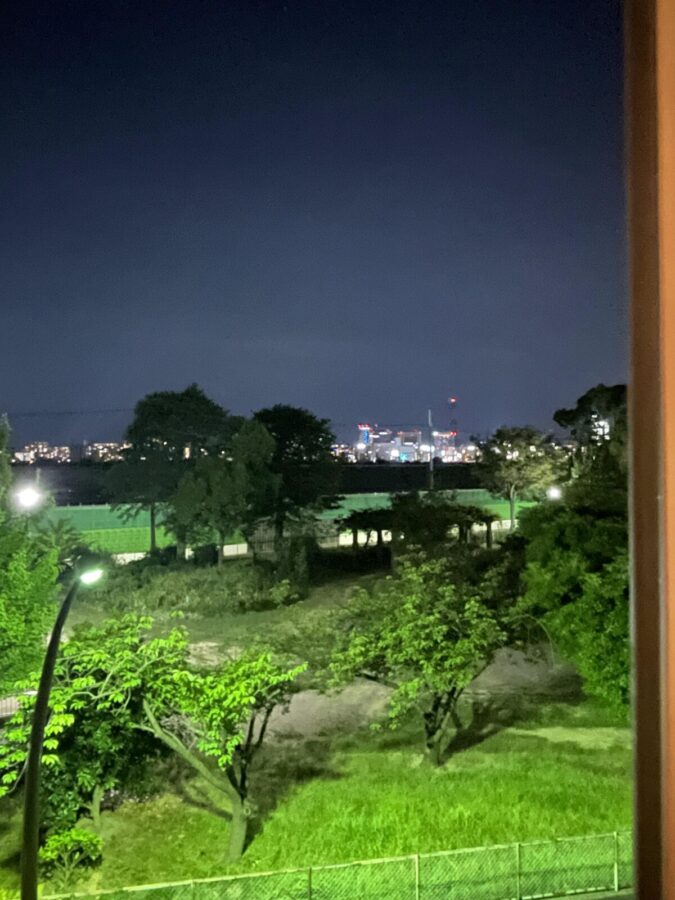 キッチンの窓からの眺め(夜)